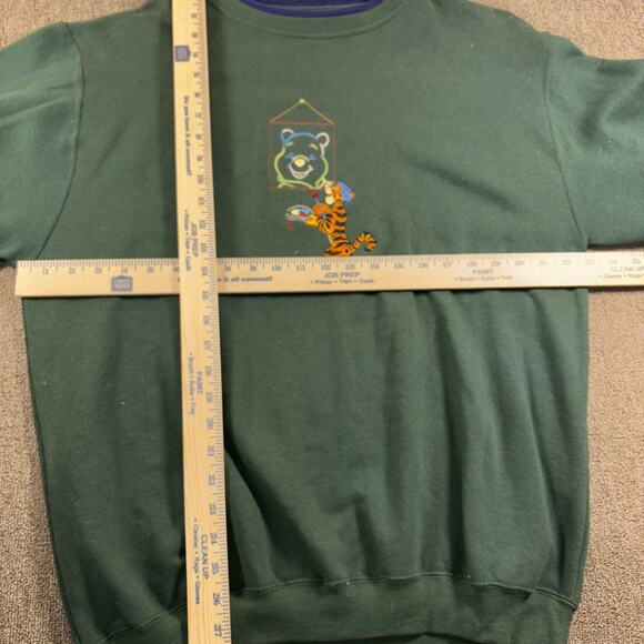 Vintage Tigger Pooh Embroidered Sweatshirt Green 90s XL - Picture 5 of 7